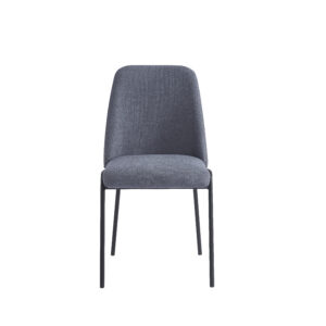 CHAISE CALI PIEDS METAL NOIR ASSISE ANTHRACITE TISSU EFFET LIN