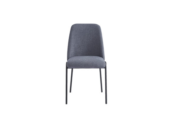 CHAISE CALI PIEDS METAL NOIR ASSISE ANTHRACITE TISSU EFFET LIN