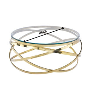 Table Basse EVOL structure Gold et plateau en verre D 100cm