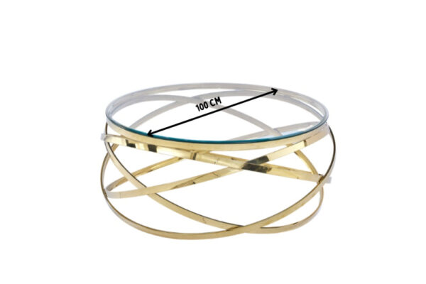 Table Basse EVOL structure Gold et plateau en verre D 100cm