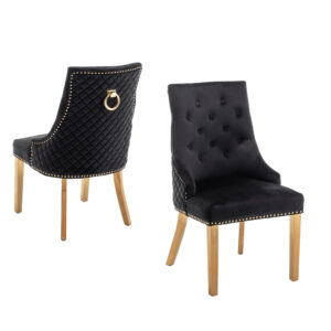 Lot de 2 chaises ANNEAU mattelassée et clo?tée Gold velours