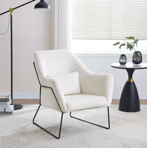 Fauteuil BASKA métal noir velours laine