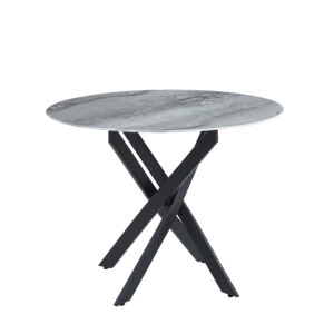 TABLE REPAS JESSICA METAL NOIR MARBRE GREIGE 100x75cm