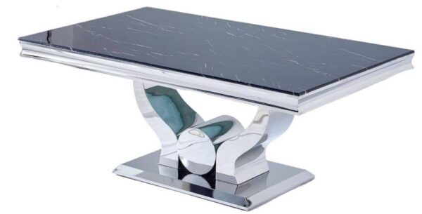 Table basse Trofy Chrome et plateau en verre 120x70 cm