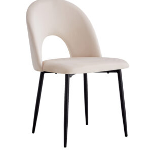 CHAISE TEDDY BEIGE PIED METAL NOIR