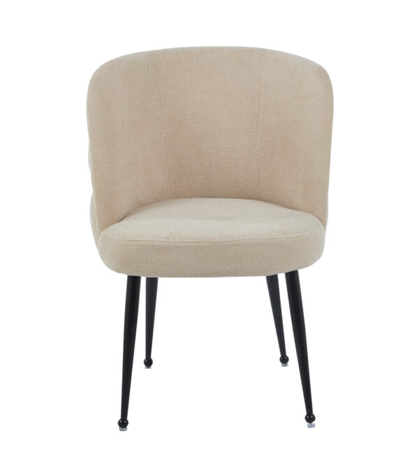 CHAISE SACHA PIEDS METAL NOIR ASSISE MOKA TISSU EFFET LIN