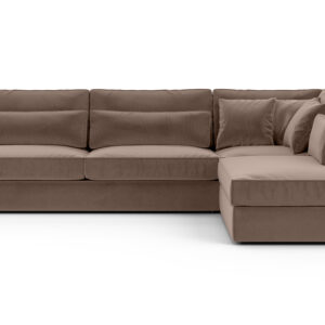 CANAPE LE BRISTOLA ANGLE DROIT VELOURS MOKA 315X230cm