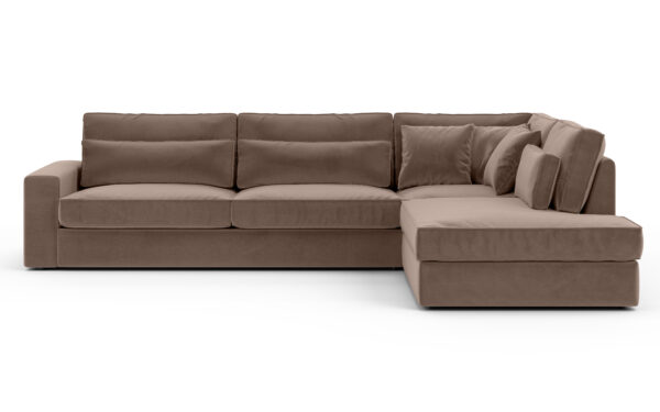 CANAPE LE BRISTOLA ANGLE DROIT VELOURS MOKA 315X230cm