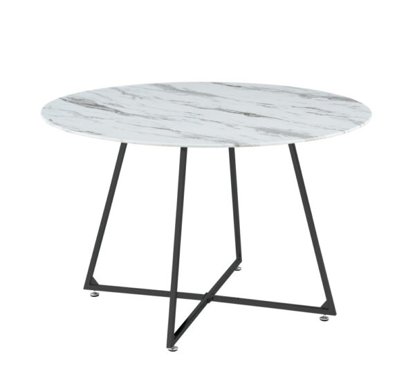 Table à manger ronde 4 personnes HELOISE Métal noir verre trempé D120 cm