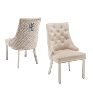 Lot de 2 chaises LION matelassée et cloutée chrome velours