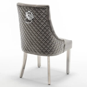 Lot de 2 chaises LION matelassée et cloutée chrome velours