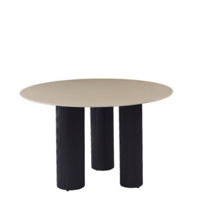 TABLE REPAS ANAÏS PIEDS NOIR PLATEAU CERAMIQUE BEIGE BRILLANT 120CM