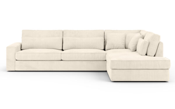 CANAPE BRISTOL ANGLE DROIT COTELE BLANC BEIGE 315x230cm