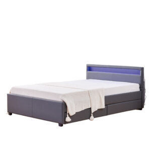 Lit 2 places 140x190 cm TIROIRS et LED sommier inclus