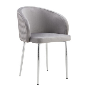 CHAISE AVEC ACCOUDOIR CARLITA GRIS PIED CHROME