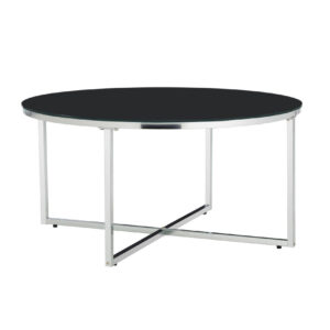 Table basse ronde LORIE chrome plateau en verre D90 cm