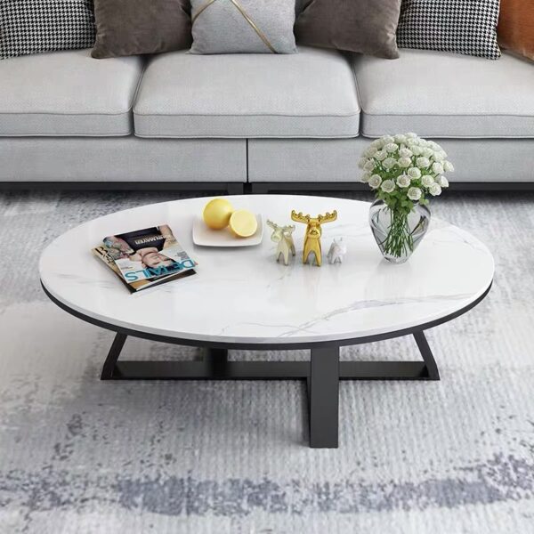 TABLE BASSE GAMMA METAL PIERRE MARBRE 120 x 60 x 45 CM
