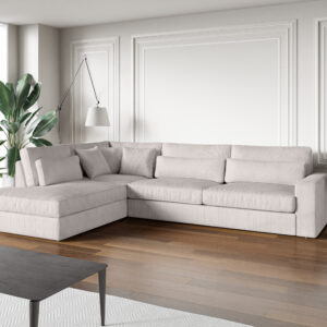 CANAPE LE BRISTOLA ANGLE GAUCHE COTELE ECRU 315X230cm