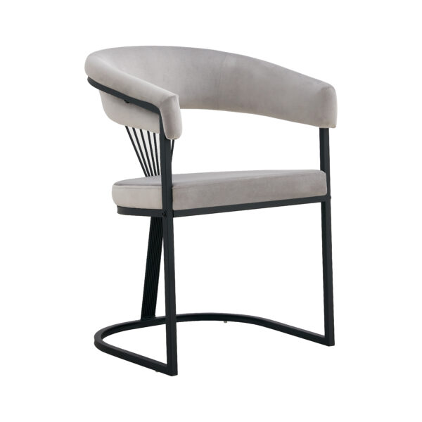 CHAISE AVEC ACCOUDOIR BRITTANY METAL NOIR VELOURS GRIS