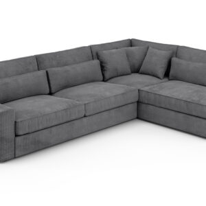 CANAPE LE BRISTOLA ANGLE DROIT COTELE GRIS 315X230cm