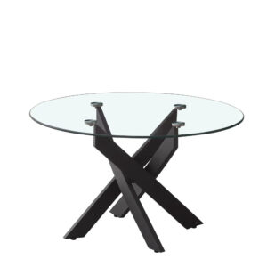 Table basse ronde JESSY pieds métal noir et plateau en verre 80 cm