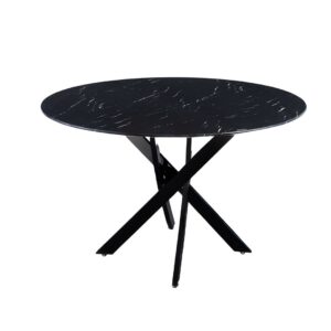 TABLE REPAS JESSICA METAL NOIR MARBRE NOIR 120X75CM