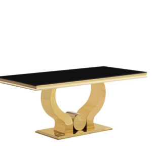 Table à manger TROFY 4 à 6 personnes Gold verre 150x90 cm
