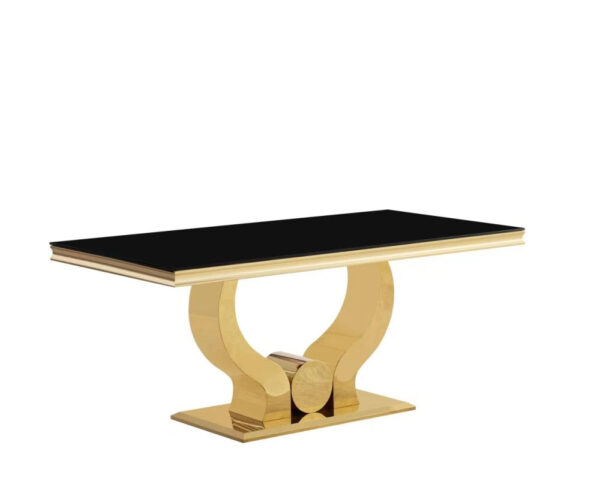 Table à manger TROFY 4 à 6 personnes Gold verre 150x90 cm