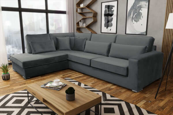 CANAPE BRISTOL ANGLE GAUCHE VELOURS ANTHRACITE 316x230cm