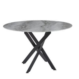 TABLE REPAS JESSICA METAL NOIR MARBRE GREIGE 120x75cm