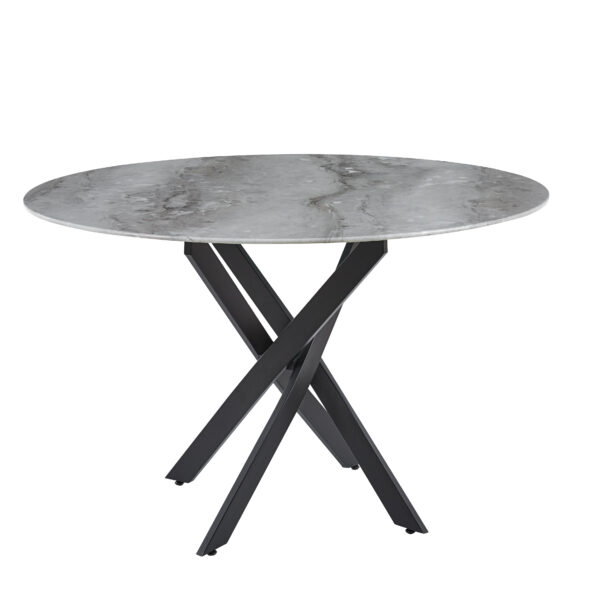 TABLE REPAS JESSICA METAL NOIR MARBRE GREIGE 120x75cm
