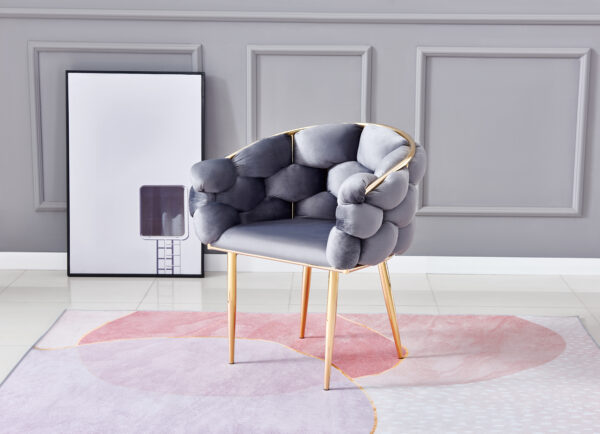 CHAISE BALLON GOLD VELOURS ANTHRACITE