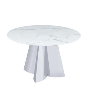TABLE REPAS CAPUCINE CHROME MARBRE BLANC 130CM