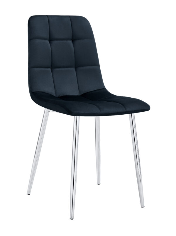 CHAISE ELISA PIED CHROME VELOURS NOIR