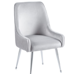 CHAISE LUXURY CHROME VELOURS GRIS