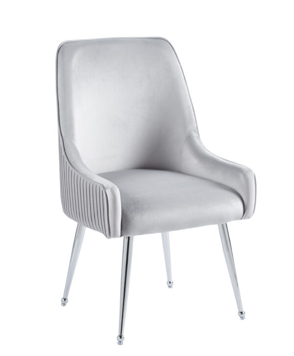CHAISE LUXURY CHROME VELOURS GRIS