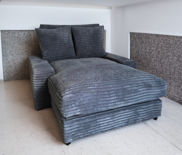 CANAPE CELIA MOELLEUX EN TISSU COTELE ANTHRACITE EPAIS 180x135cm