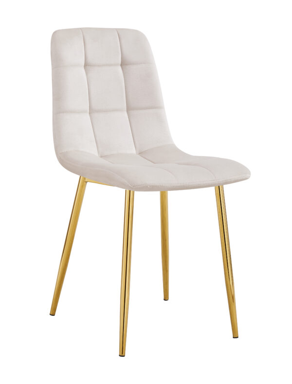CHAISE ELISA PIED GOLD VELOURS BEIGE