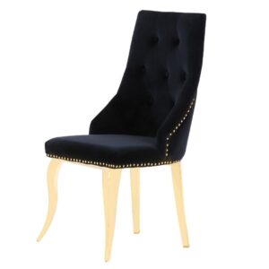 CHAISE ANNEAU CLOUTE GOLD VELOURS NOIR
