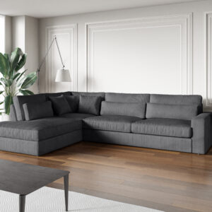CANAPE LE BRISTOLA ANGLE GAUCHE COTELE GRIS 315X230cm