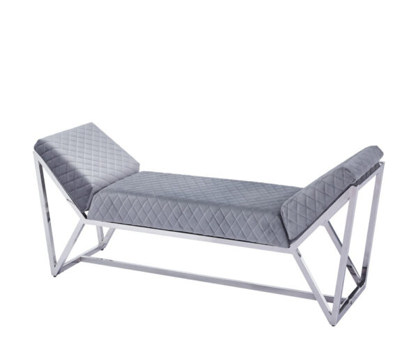 Banquette LOUNGE XXL Chrome en velours Gris