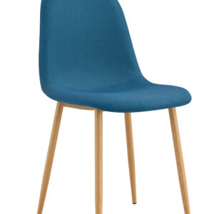 CHAISE SCANDINAVE PIED BOIS TISSU BLEU CANARD