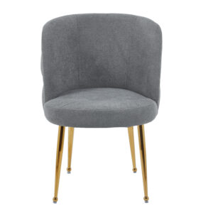 CHAISE SACHA PIEDS GOLD ASSISE ANTHRACITE TISSU EFFET LIN