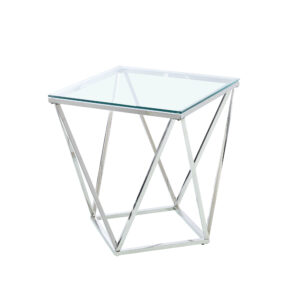 BOUT DE CANAPE ALINA CHROME TRANSPARENT 50x50 cm