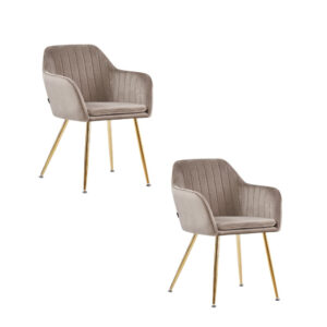 Lot de 2 chaises Chic KANVAS en velours pieds Gold