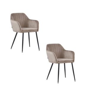 Lot de 2 chaises Chic KANVAS en velours pieds métal noir