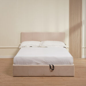 LIT COFFRE BASTIEN VELOURS BEIGE 160X200