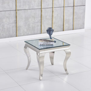 GUERIDON BAROQUE CHROME MIROIR 50x50 cm