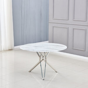 Table à Manger ronde ELECTRA verre effet marbré 120x75 cm