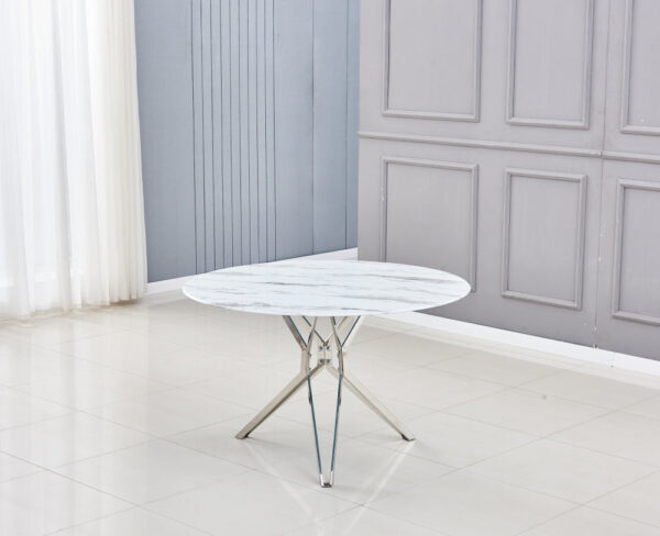 Table à Manger ronde ELECTRA verre effet marbré 120x75 cm